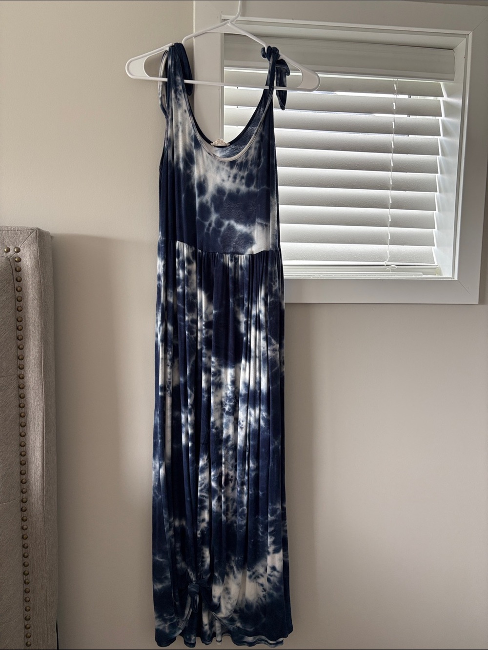 See You Monday Navy Blue and White Tie-Dye Maxi Dress